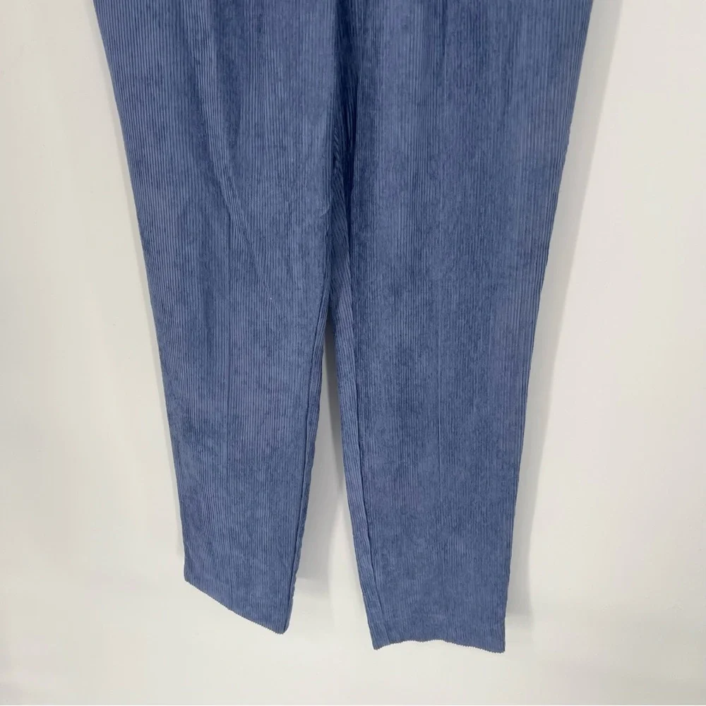 Reiss Thea Tapered Pleated Corduroy Blue Trousers Straight‎ Leg Pants